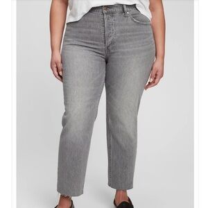 Gap Light Black Wash Button Fly High Rise Cheeky Straight Jeans Size 35/20R